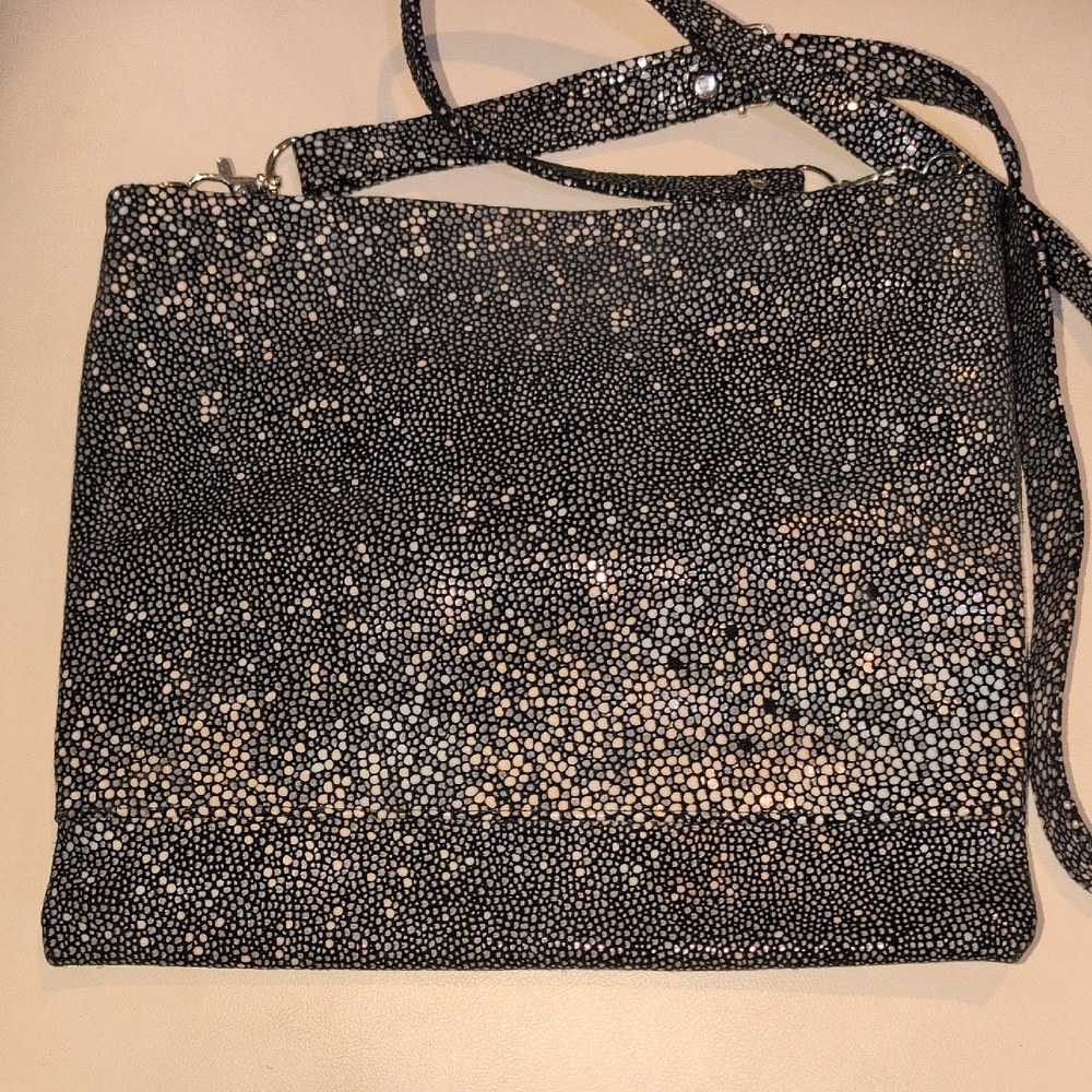 CoFI  Black,Gray,and White Leather Crossbody Bag